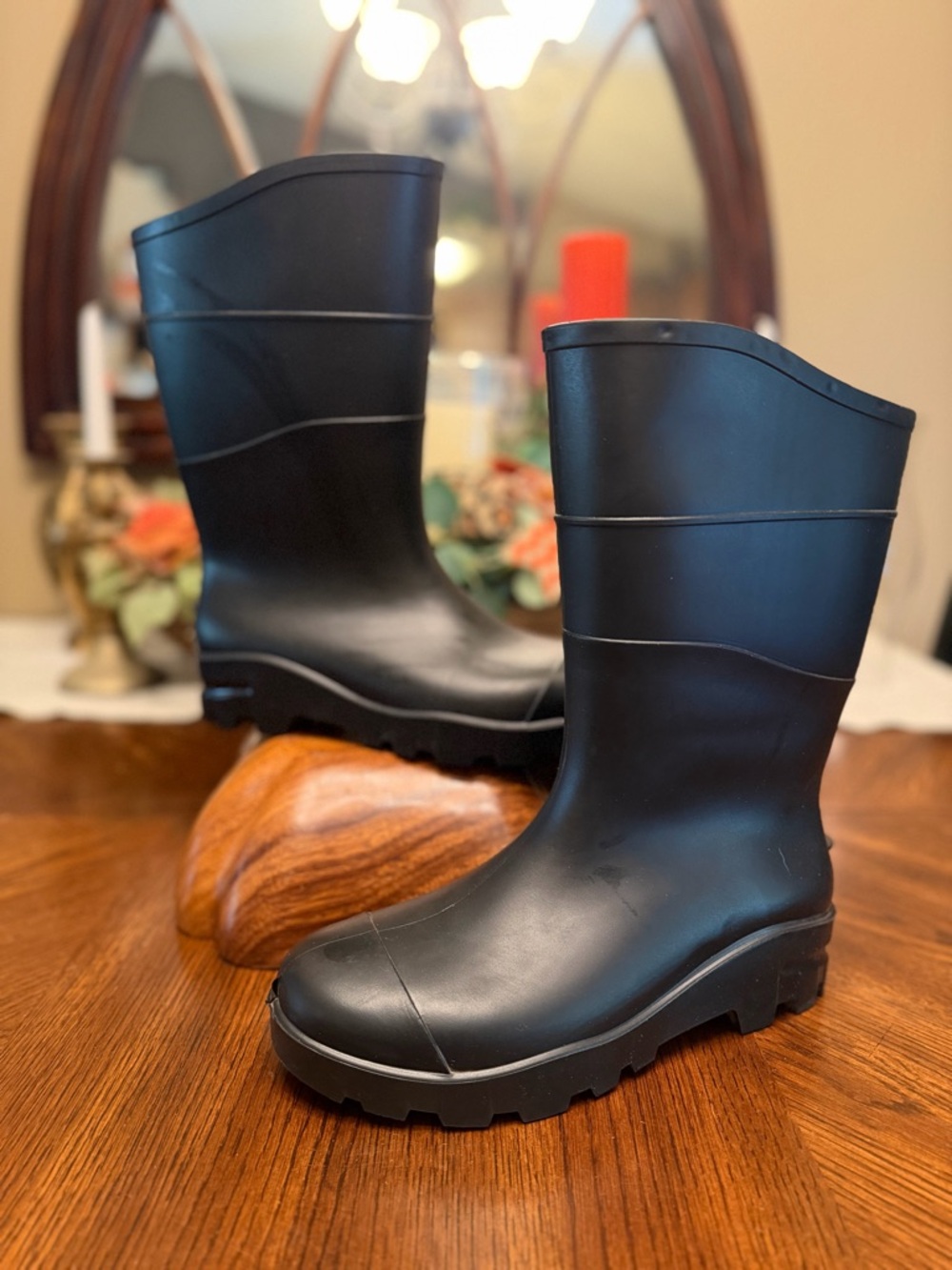 Men's Black Rubber Rain Boots